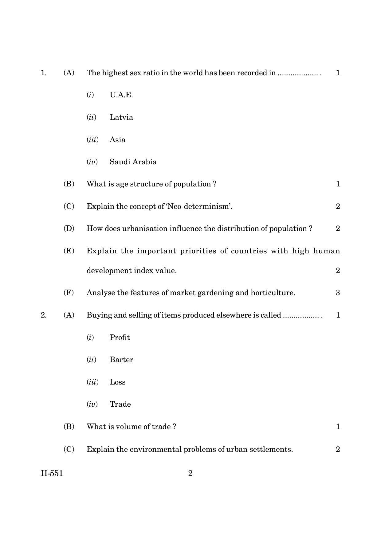 Goa Board Class 12 Geography (March 2019) Question Paper - Page 2