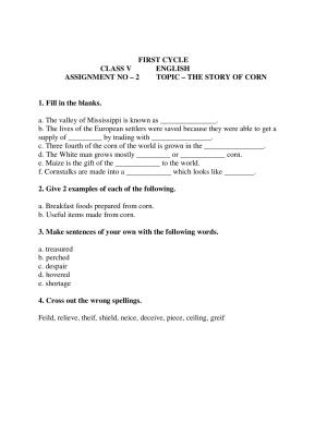 Worksheet for Class 5 English Assignment 5
