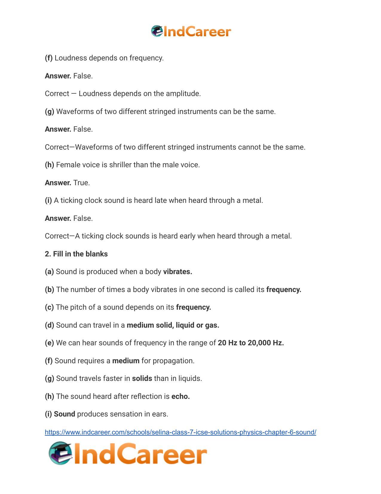 Selina Class 7 ICSE Solutions Physics : Chapter 6- Sound - Page 3