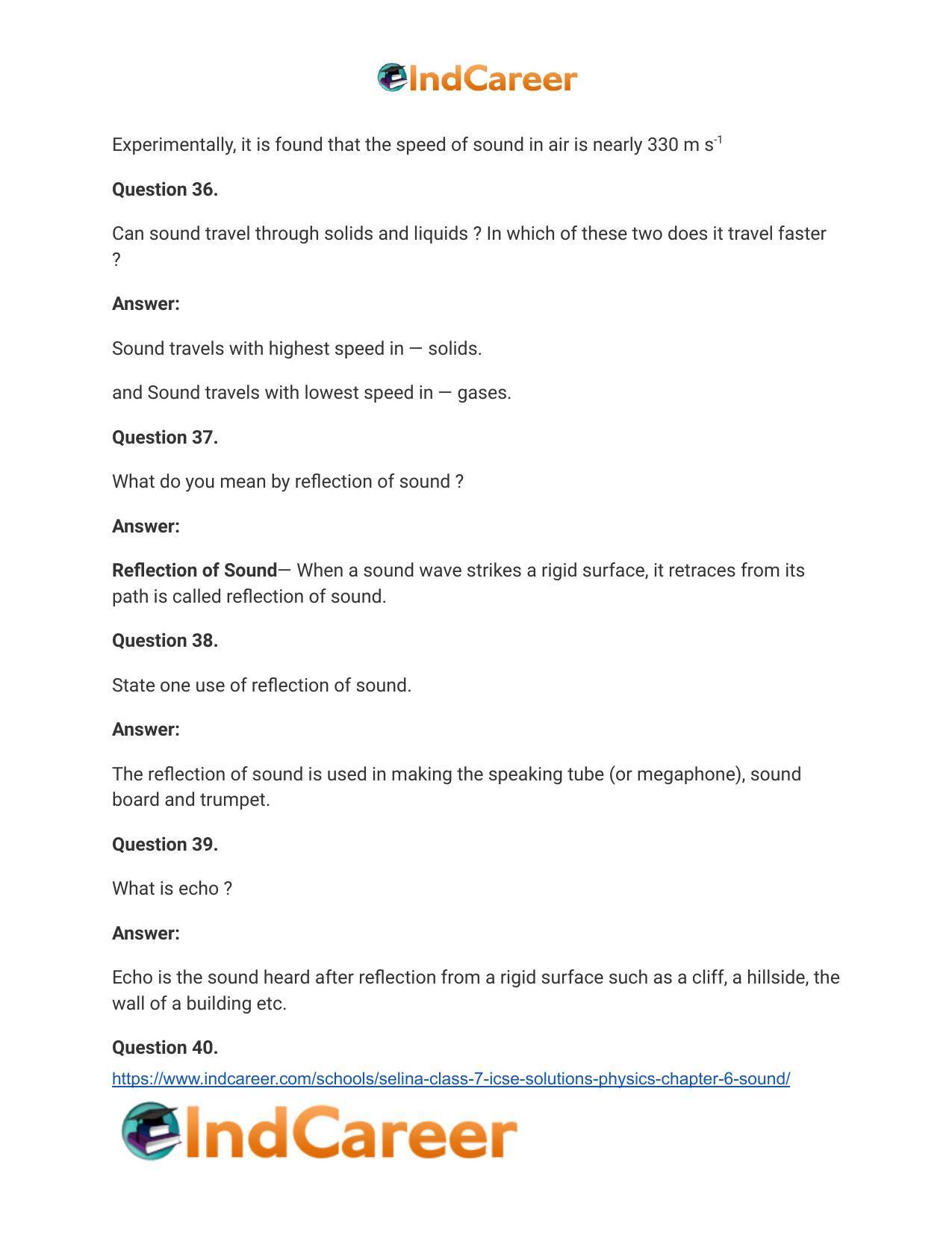Selina Class 7 ICSE Solutions Physics : Chapter 6- Sound - Page 18
