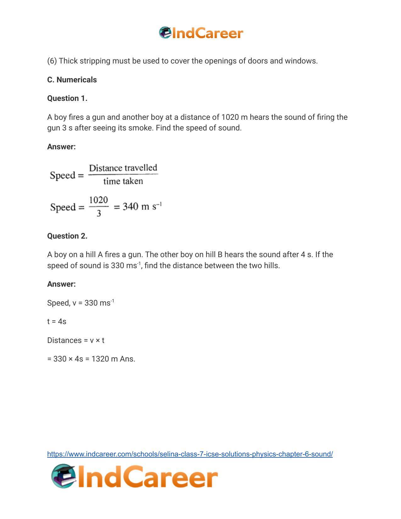 Selina Class 7 ICSE Solutions Physics : Chapter 6- Sound - Page 20