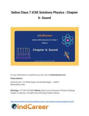 Selina Class 7 ICSE Solutions Physics : Chapter 6- Sound