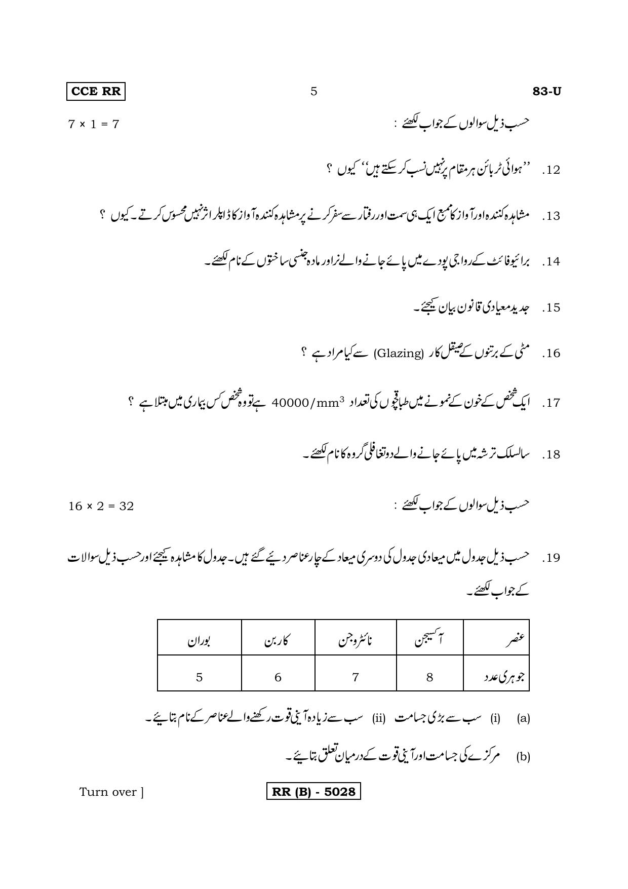 Karnataka SSLC Science (URDU Medium) - 83U-B Version_u2 March/April 2019 Question Paper - Page 5