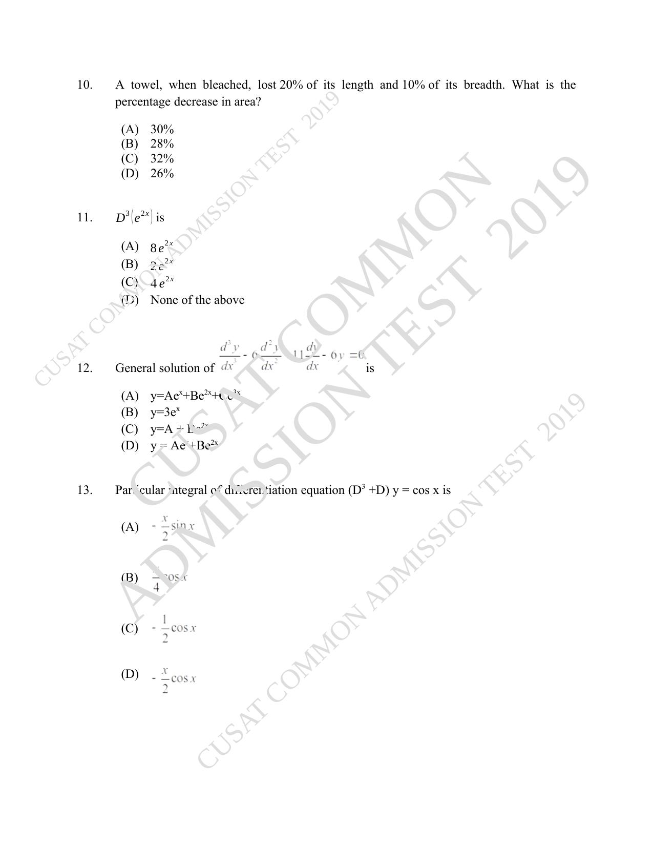 CUSAT CAT 2019 MCA Reg Question Paper With Answer Key - Page 3