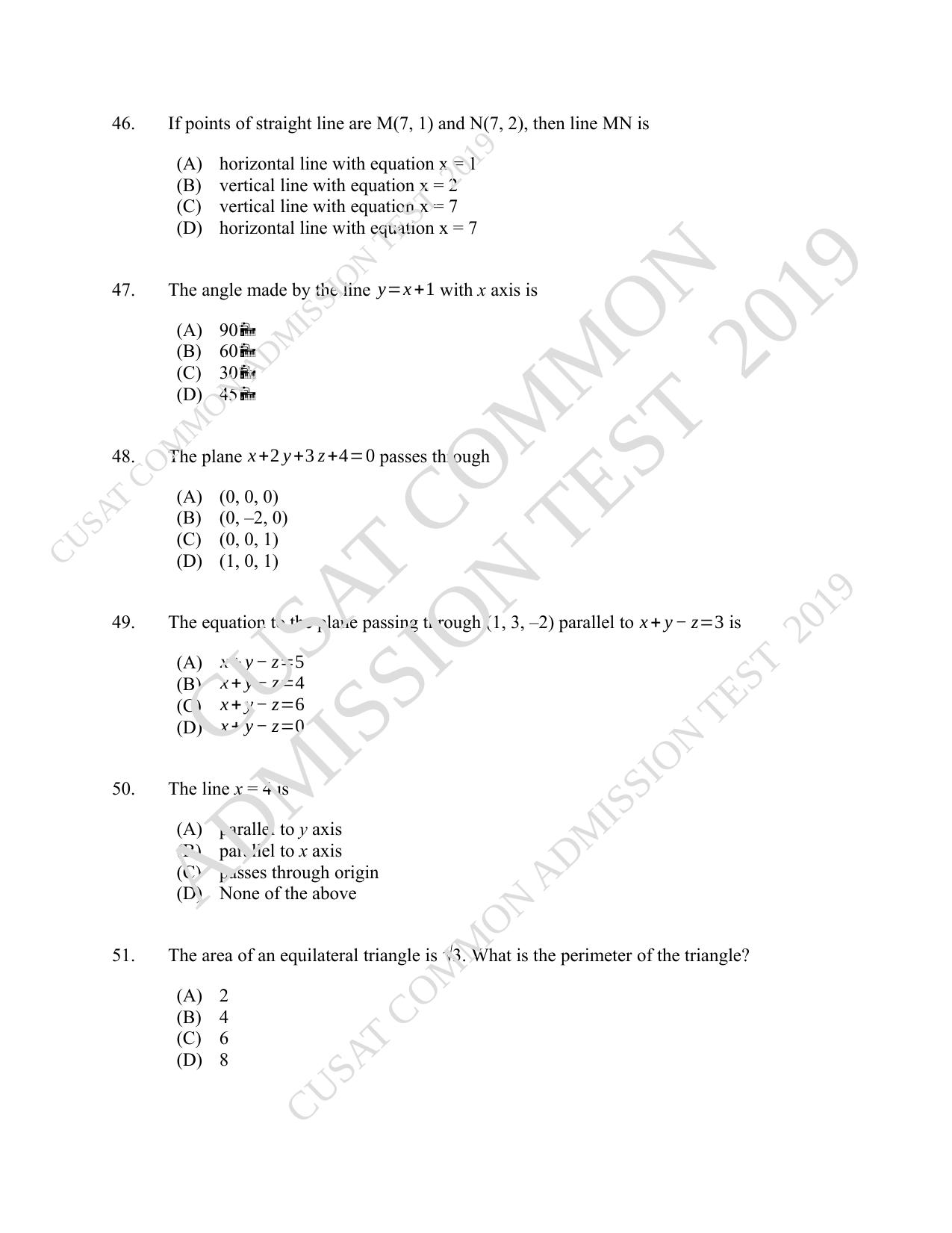 CUSAT CAT 2019 MCA Reg Question Paper With Answer Key - Page 14