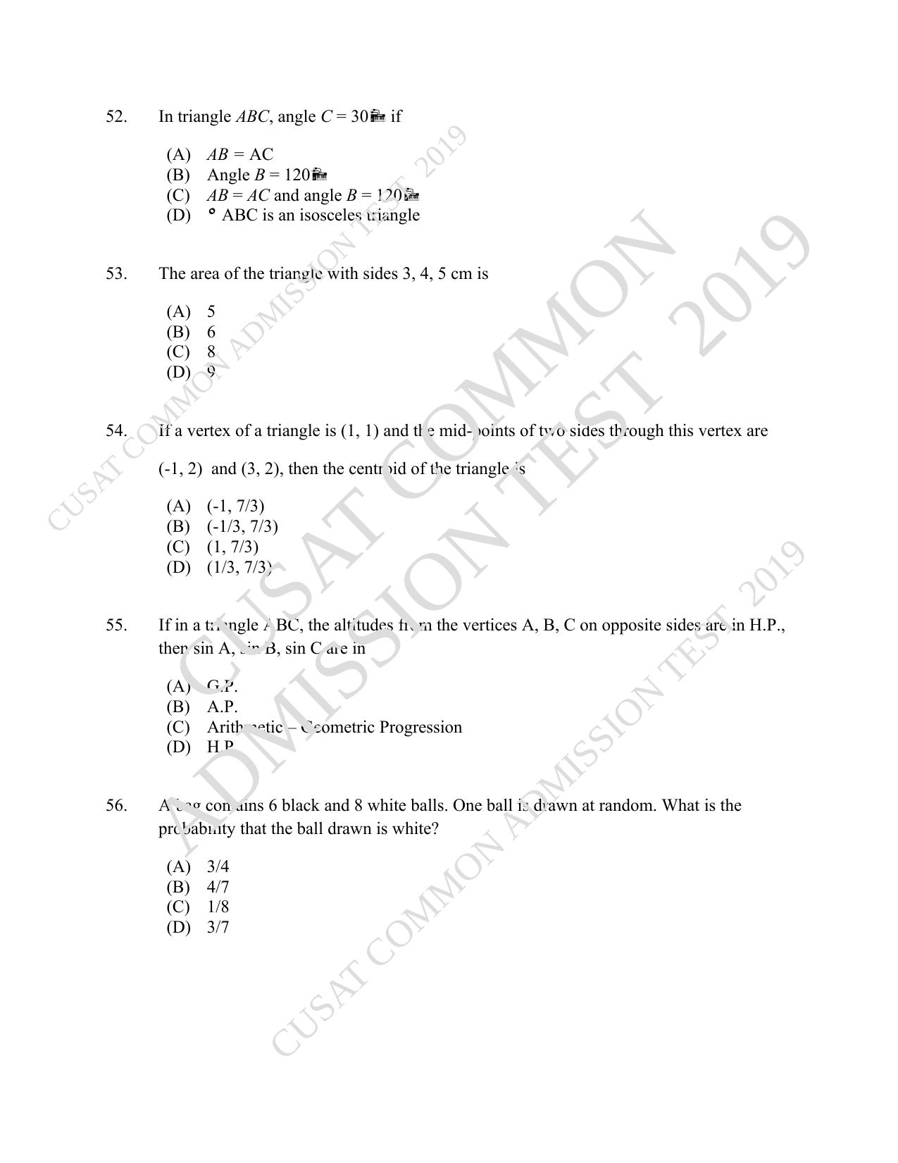 CUSAT CAT 2019 MCA Reg Question Paper With Answer Key - Page 15