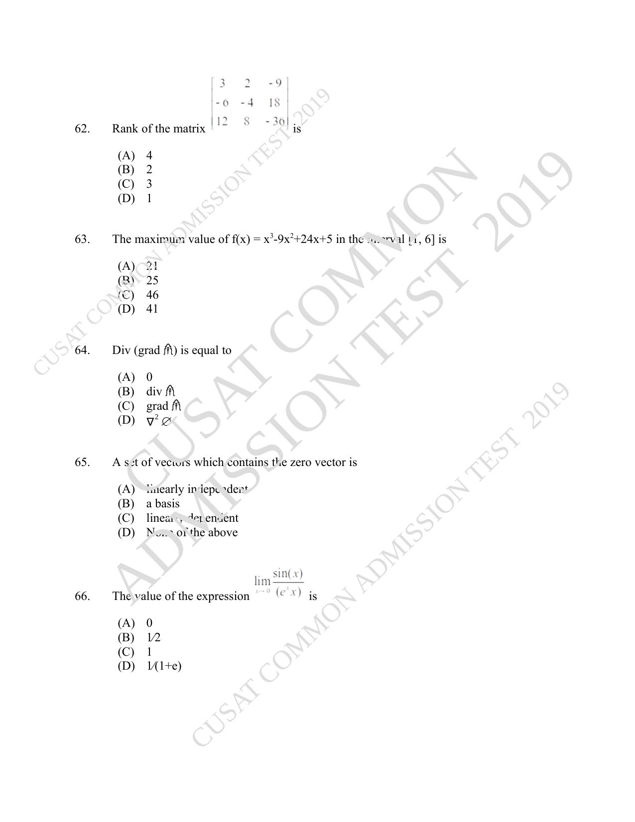 CUSAT CAT 2019 MCA Reg Question Paper With Answer Key - Page 17