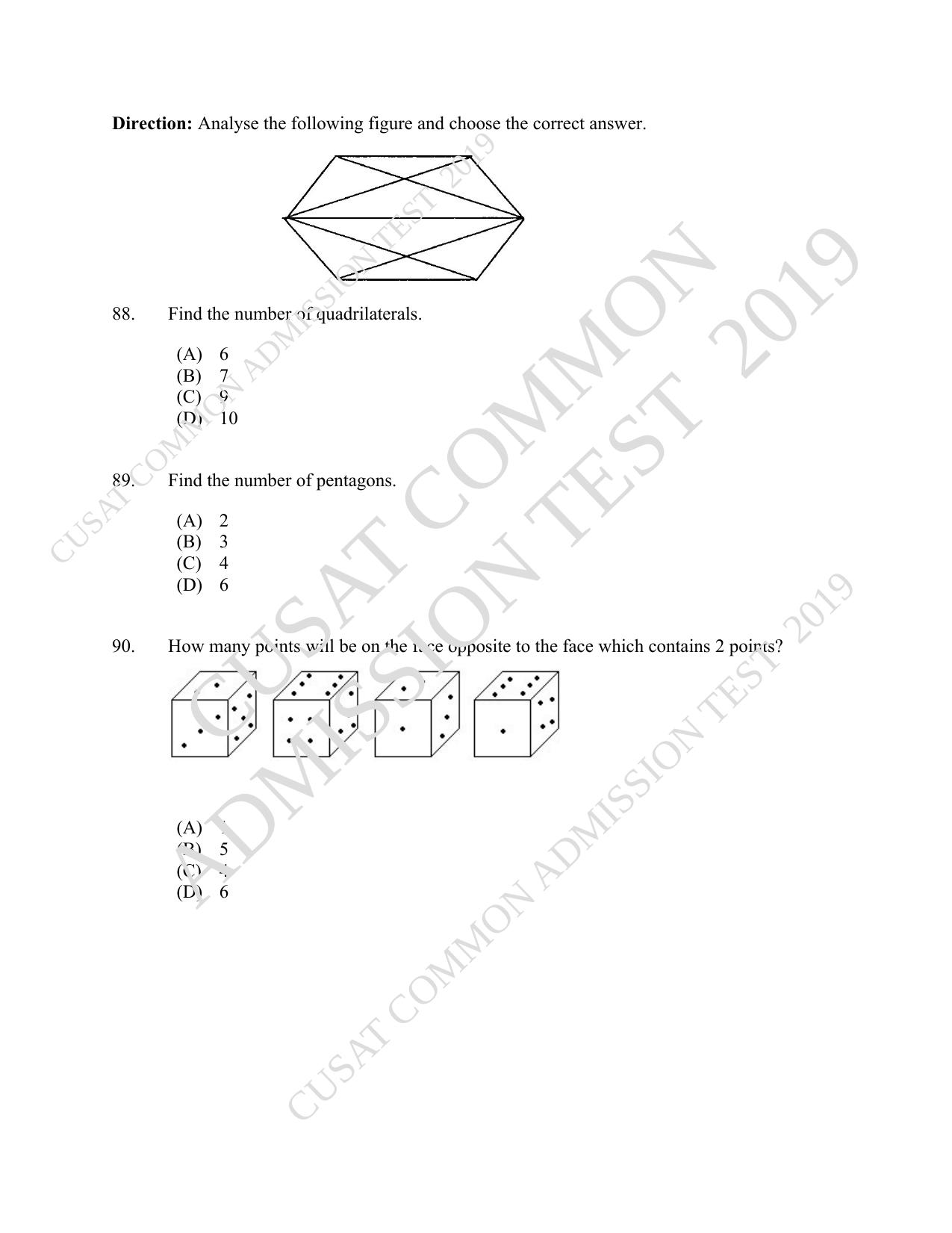 CUSAT CAT 2019 MCA Reg Question Paper With Answer Key - Page 25