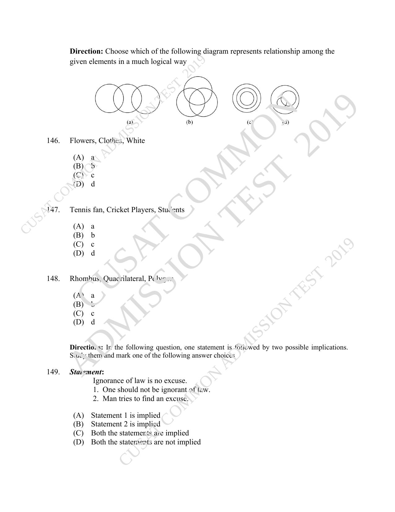 CUSAT CAT 2019 MCA Reg Question Paper With Answer Key - Page 40