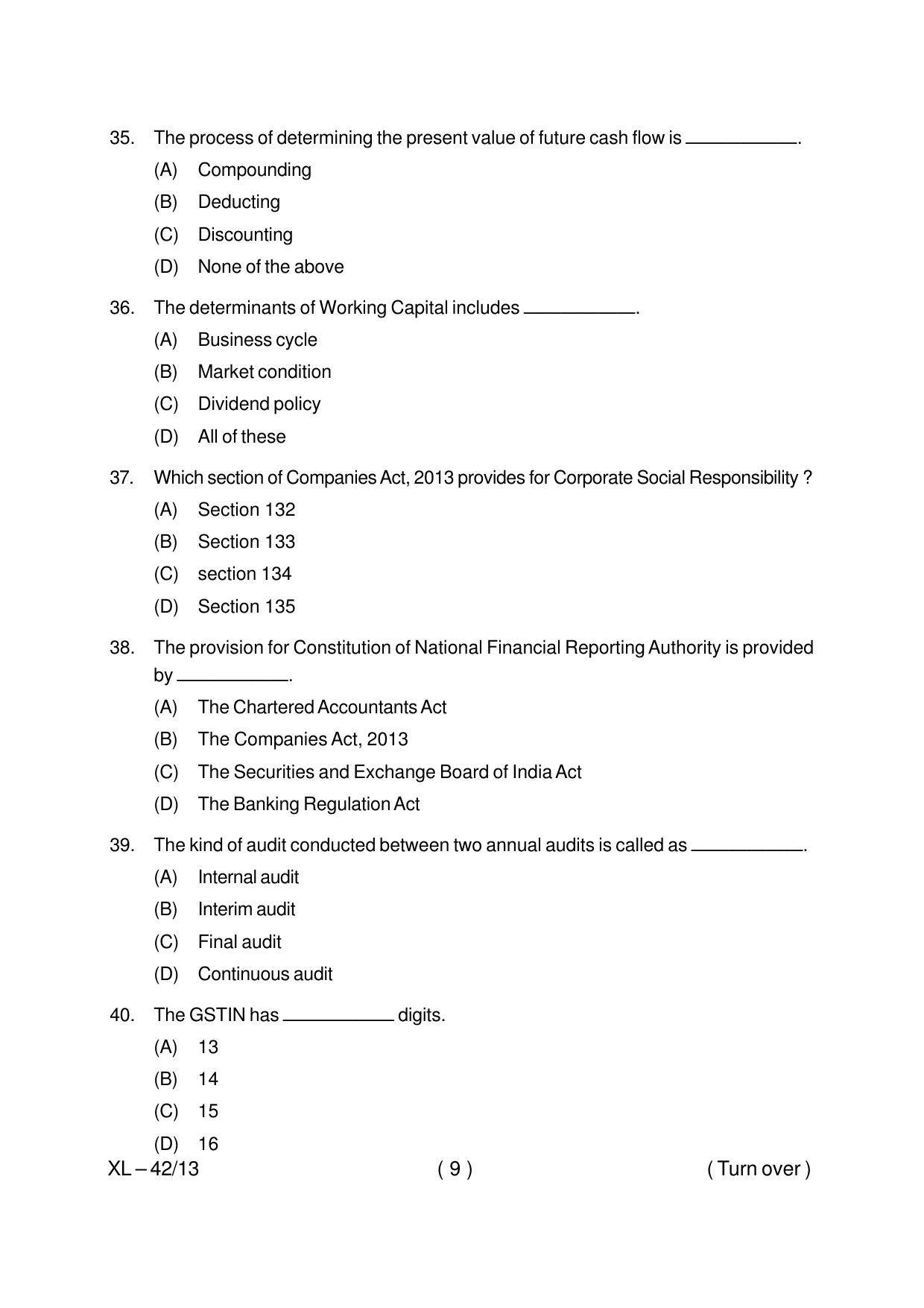 Odisha CPET COMMERCE 2020 Question Paper - Page 9