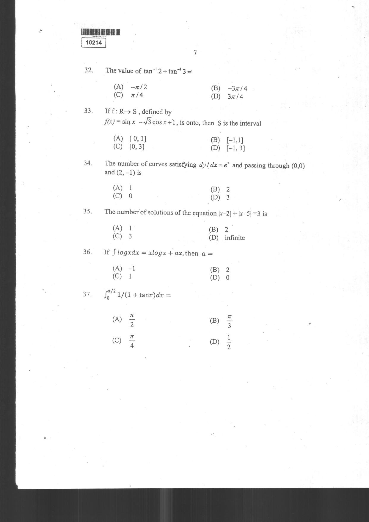 CUSAT CAT 2014 Lateral Entry Question Paper - Page 9