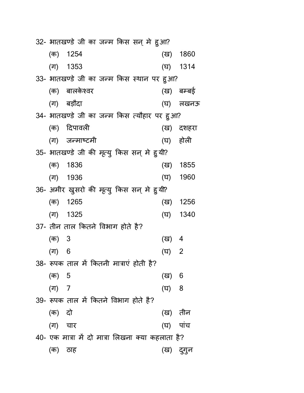 UP Board (UPMSP) Class 9 Sangeet (vadan) Question Bank - Page 5