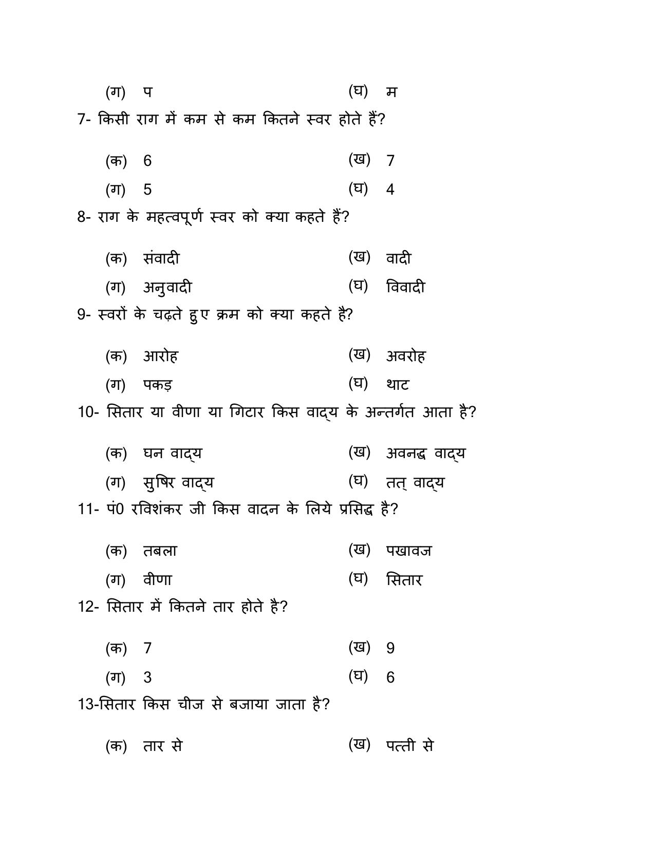 UP Board (UPMSP) Class 9 Sangeet (vadan) Question Bank - Page 18