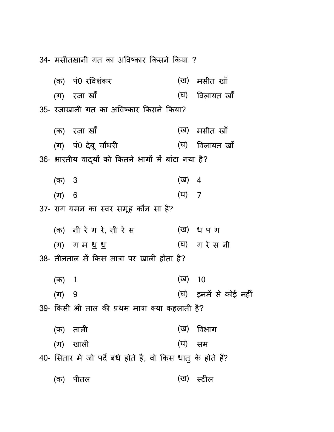 UP Board (UPMSP) Class 9 Sangeet (vadan) Question Bank - Page 22