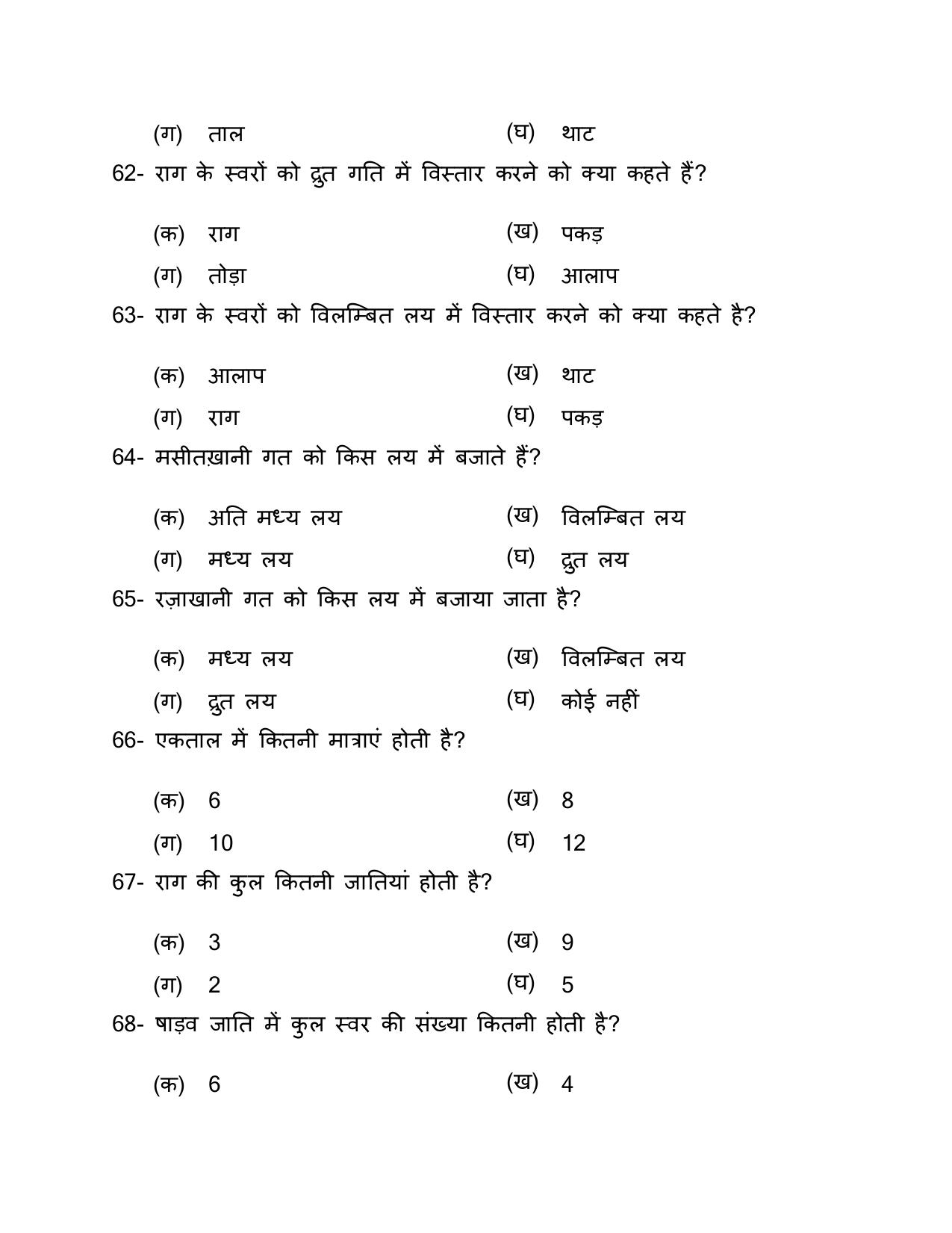UP Board (UPMSP) Class 9 Sangeet (vadan) Question Bank - Page 26