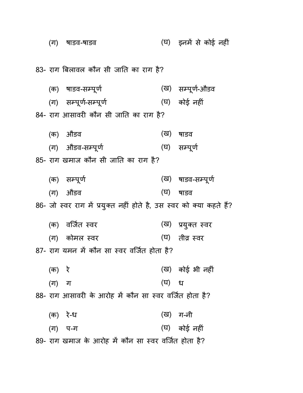 UP Board (UPMSP) Class 9 Sangeet (vadan) Question Bank - Page 29
