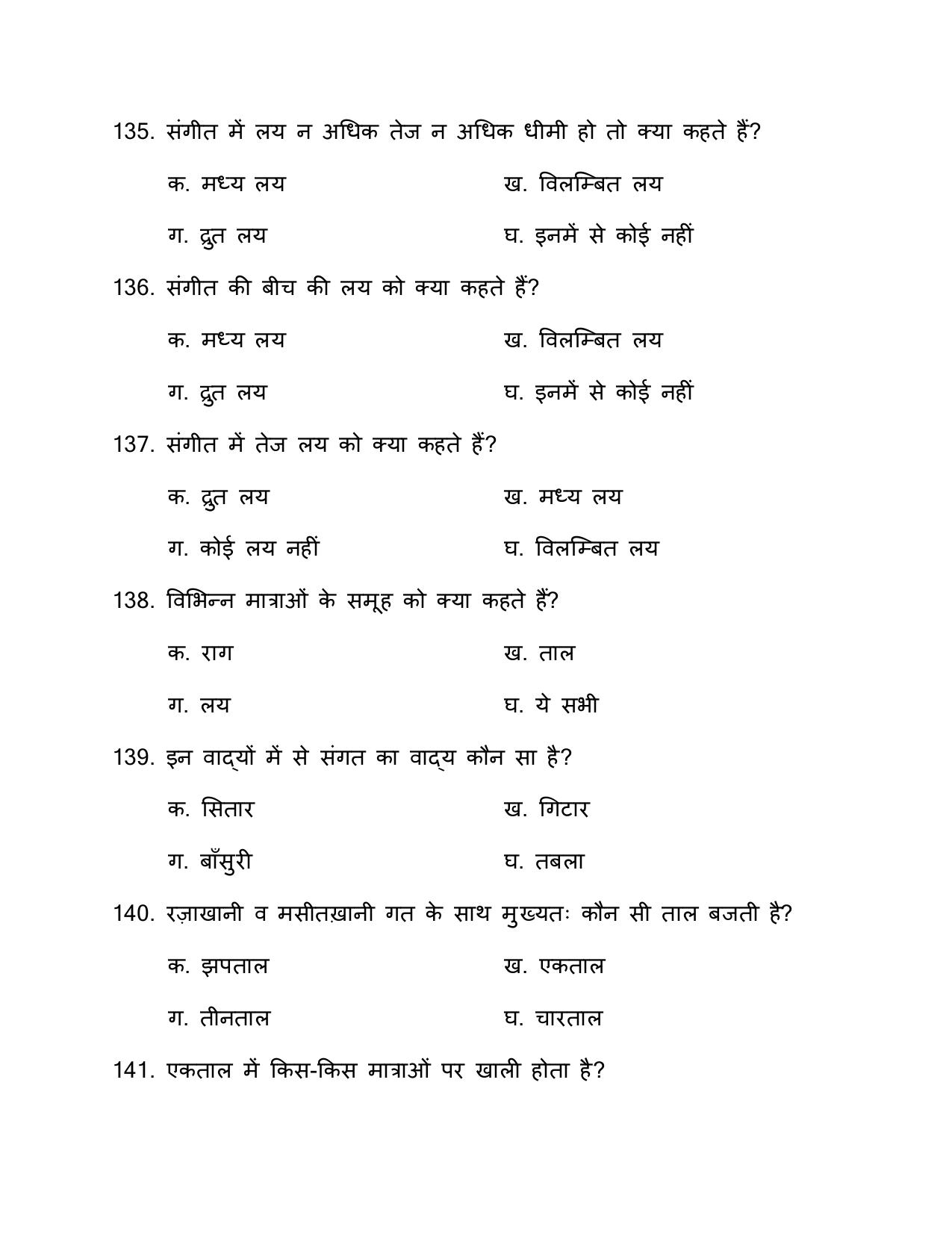 UP Board (UPMSP) Class 9 Sangeet (vadan) Question Bank - Page 37
