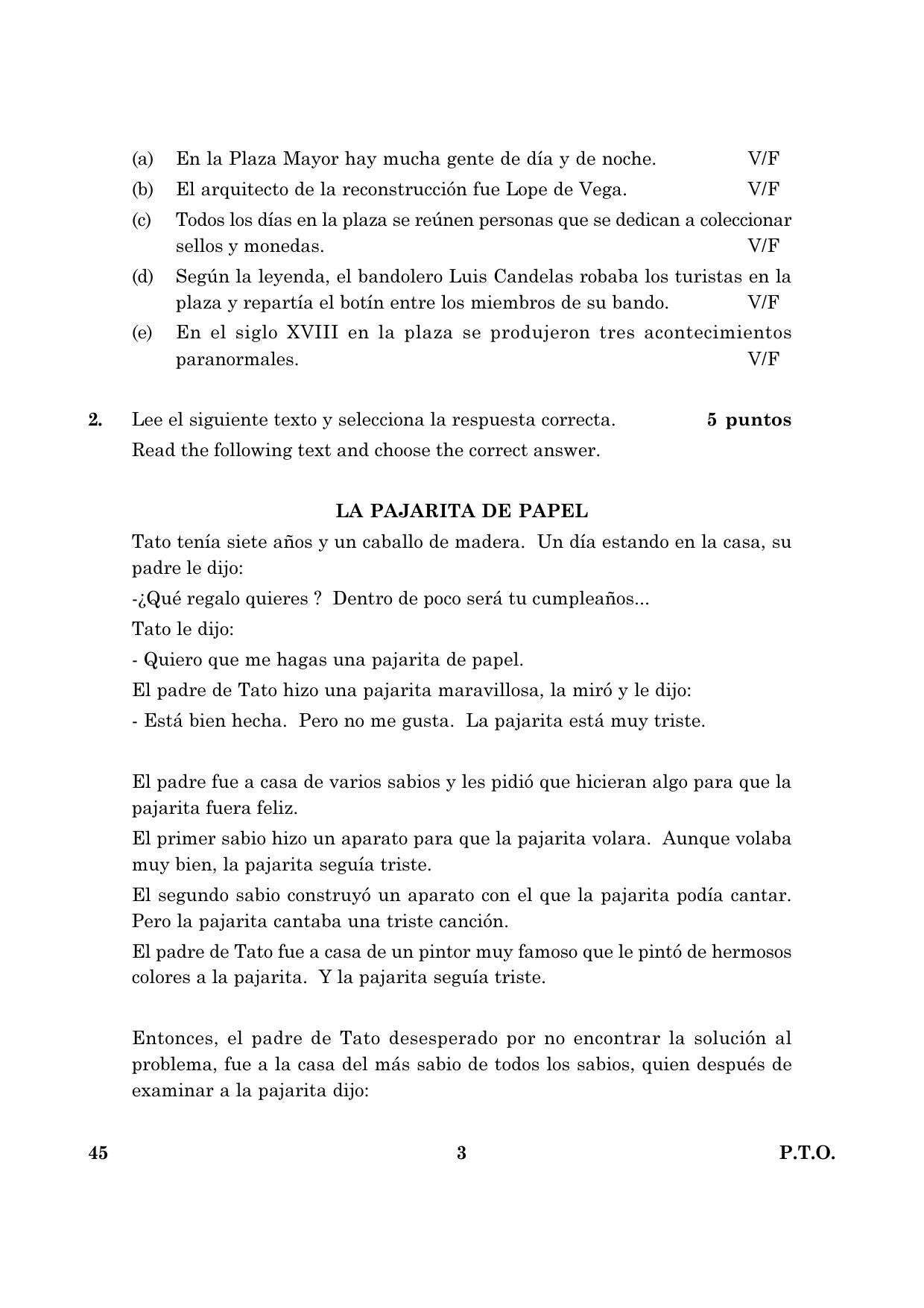 CBSE Class 10 045 Spanish 2016 Question Paper - Page 3