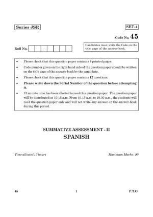 CBSE Class 10 045 Spanish 2016 Question Paper