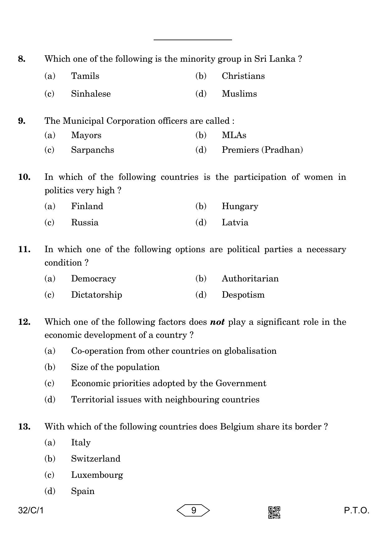 CBSE Class 10 32-1 Social Science 2023 (Compartment) Question Paper - Page 9