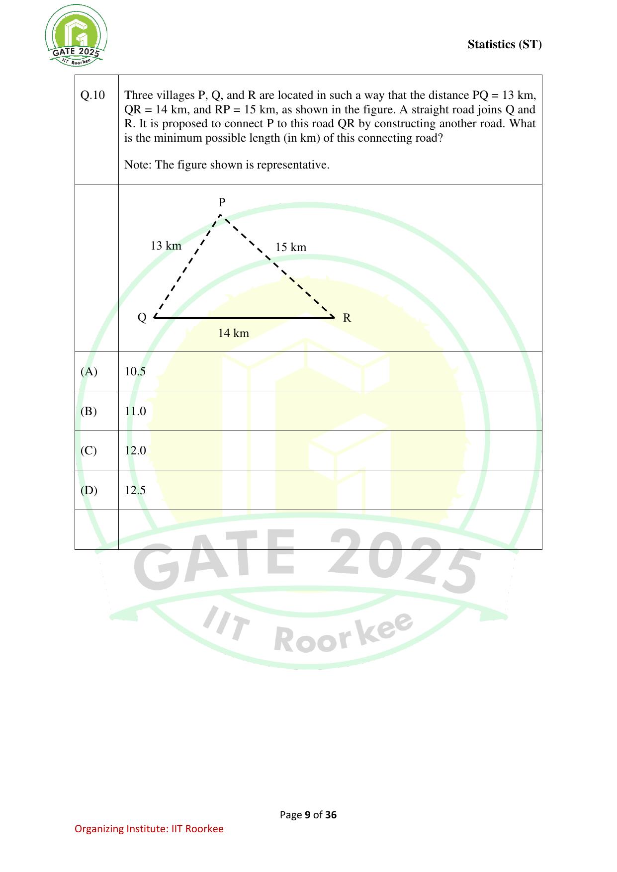 GATE 2025 Statistics (ST) Question Paper - Page 9