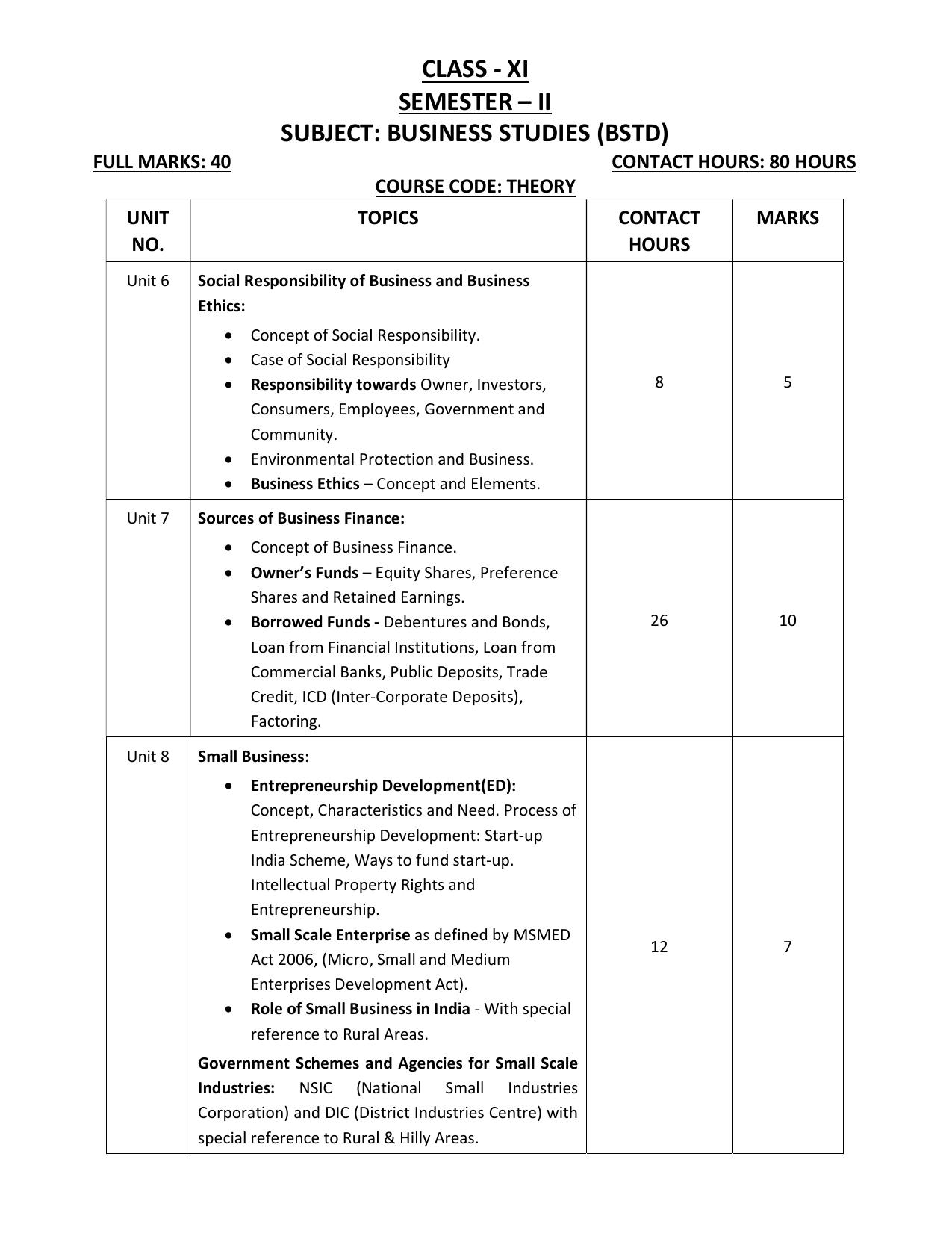 WBCHSE Class 11 & 12 Syllabus for Business Studies (BSTD) (SET II) - Page 4