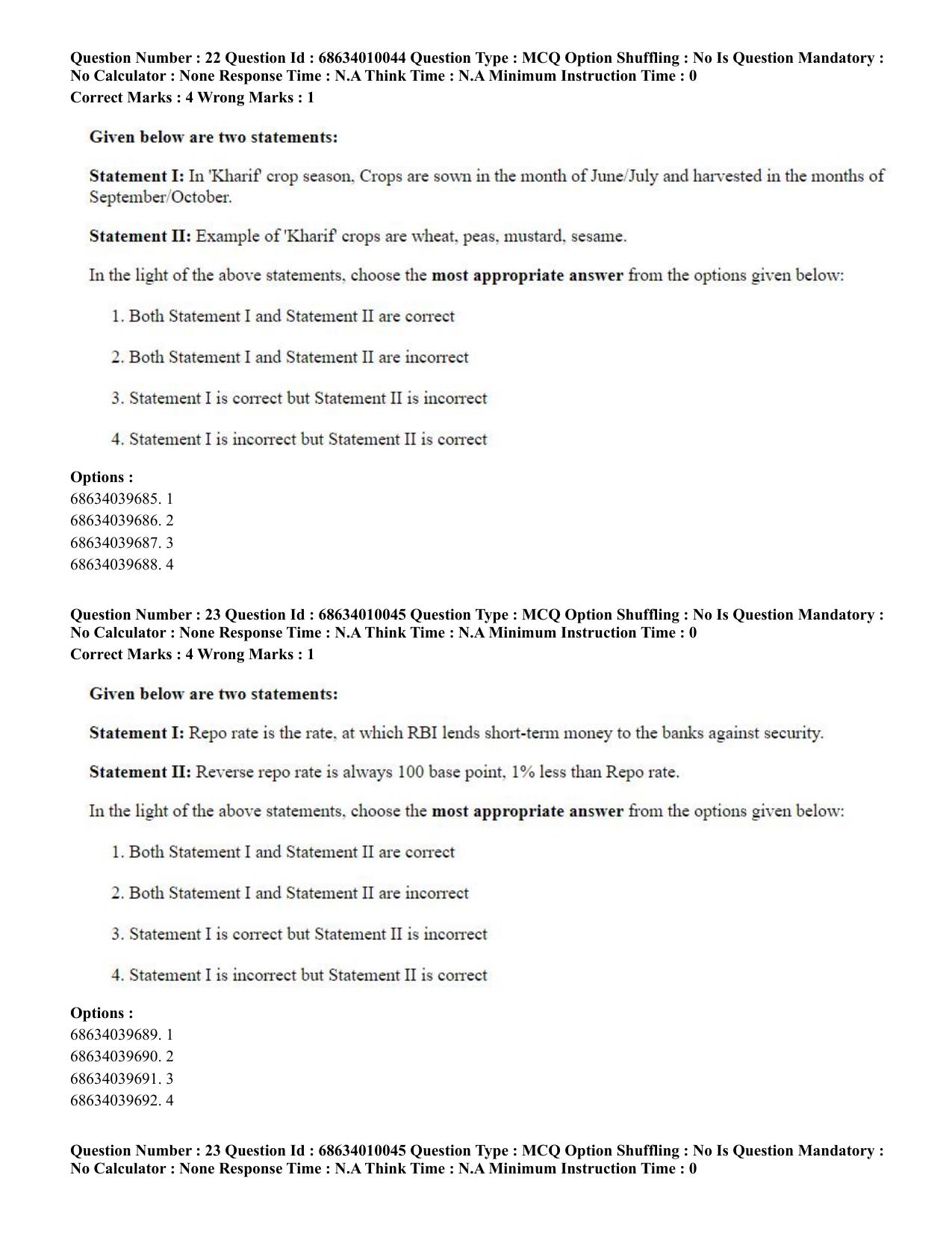 CUET PG 2023: COQP01 – Agri-Business Management (Eng.)-Shift 1 (09-06-2023) Question Paper - Page 22