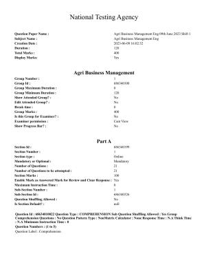 CUET PG 2023: COQP01 – Agri-Business Management (Eng.)-Shift 1 (09-06-2023) Question Paper