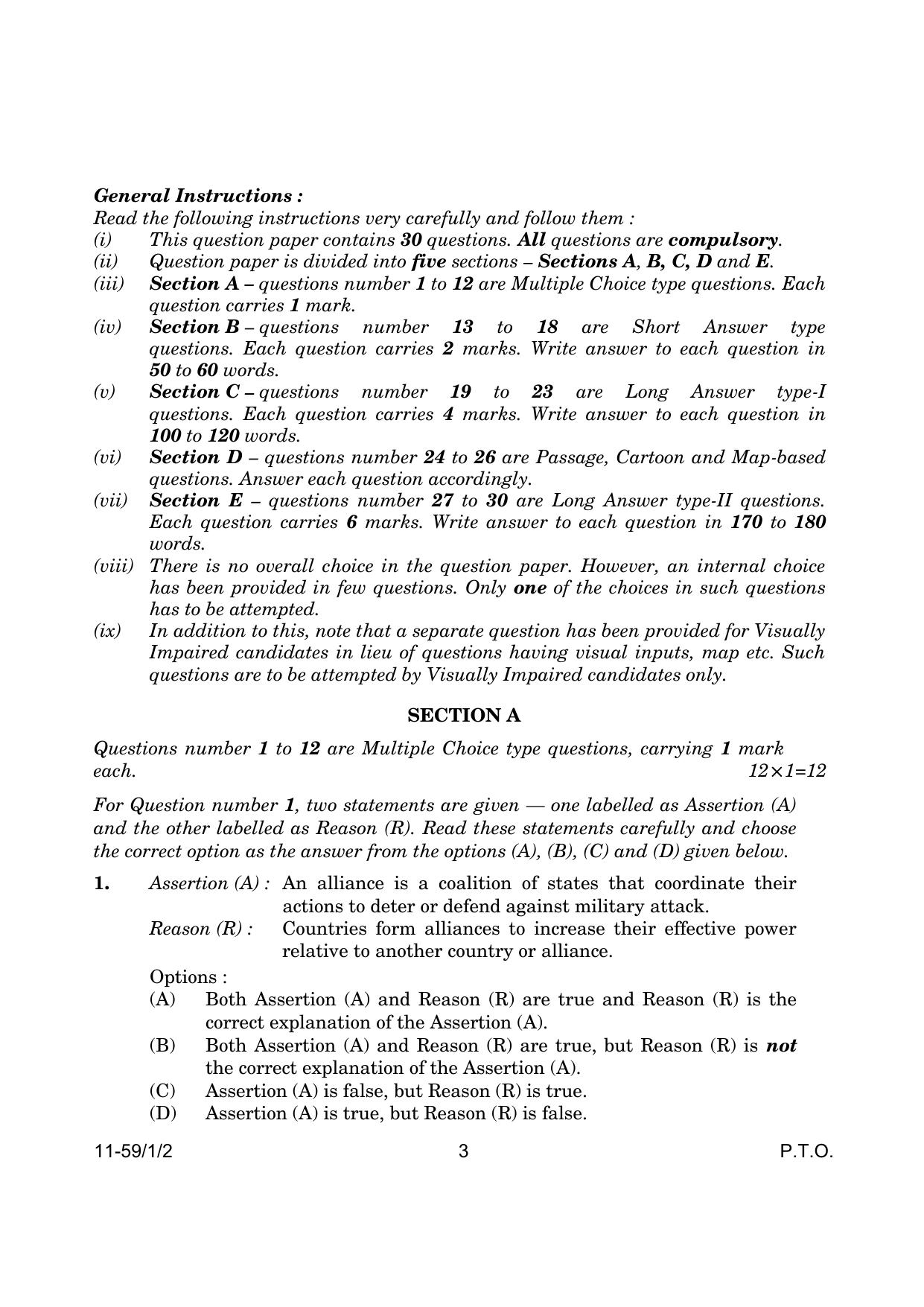 CBSE Class 12 59-1-2 Poltical Science 2024 Question Paper - Page 3