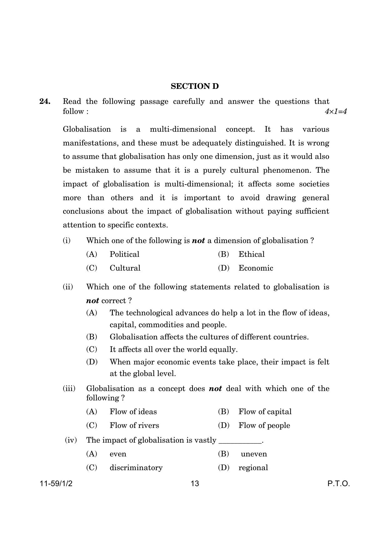 CBSE Class 12 59-1-2 Poltical Science 2024 Question Paper - Page 13