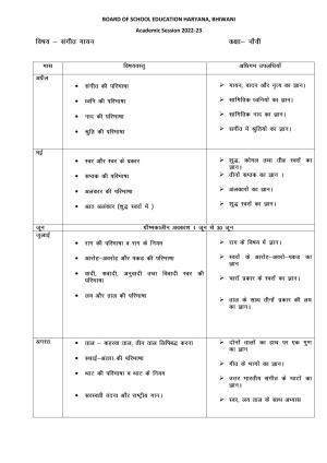 Haryana Board Class 9 Music Vocal Syllabus 2023