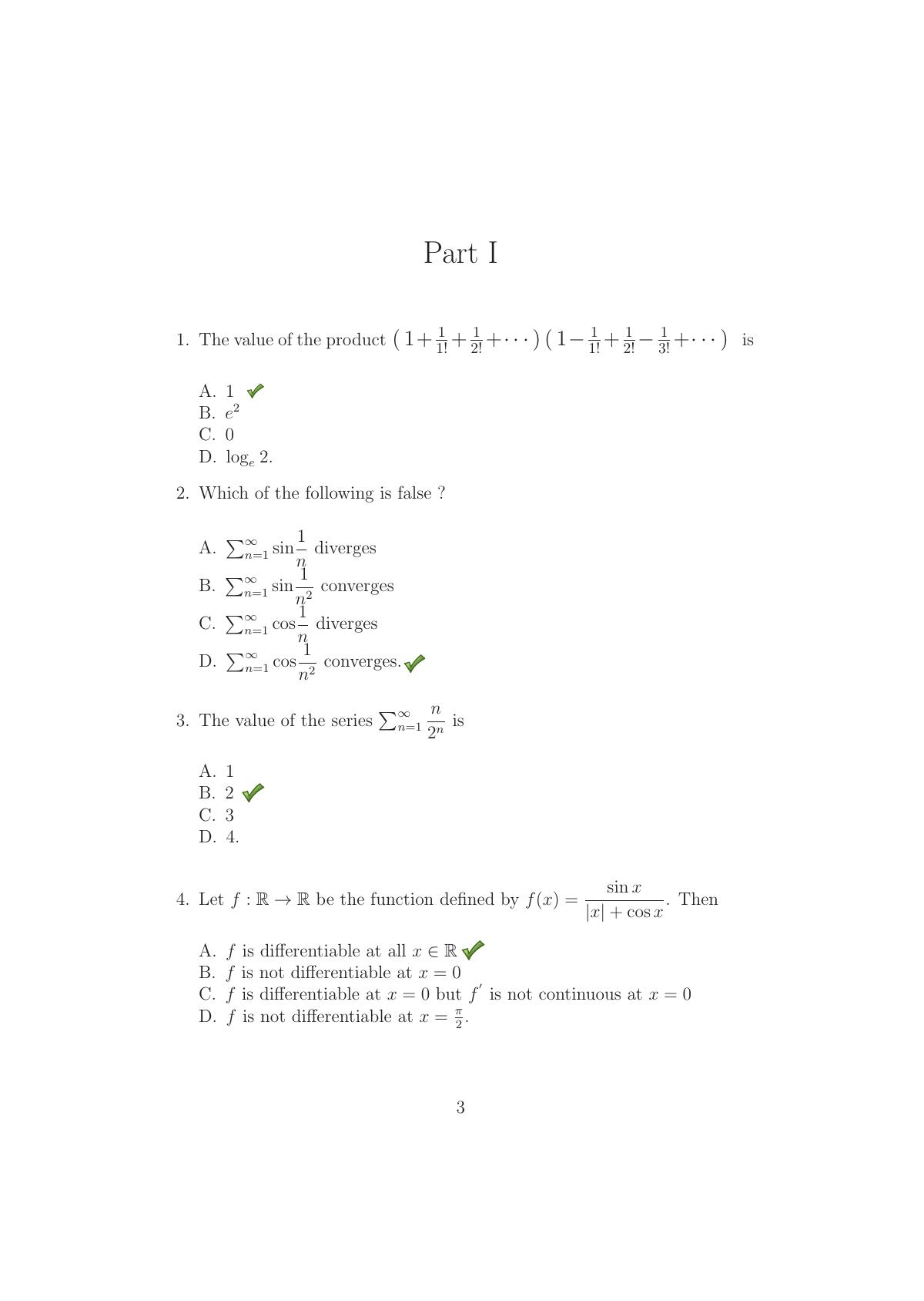 TIFR GS 2016 Mathematics Question Paper - Page 3