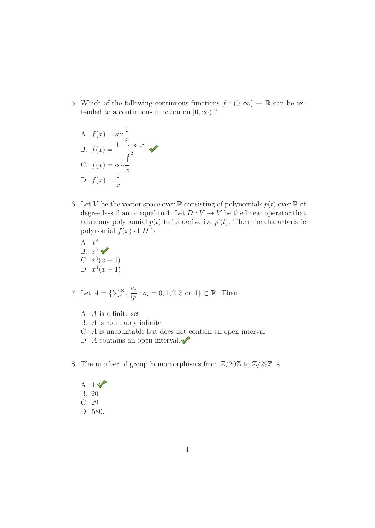 TIFR GS 2016 Mathematics Question Paper - Page 4