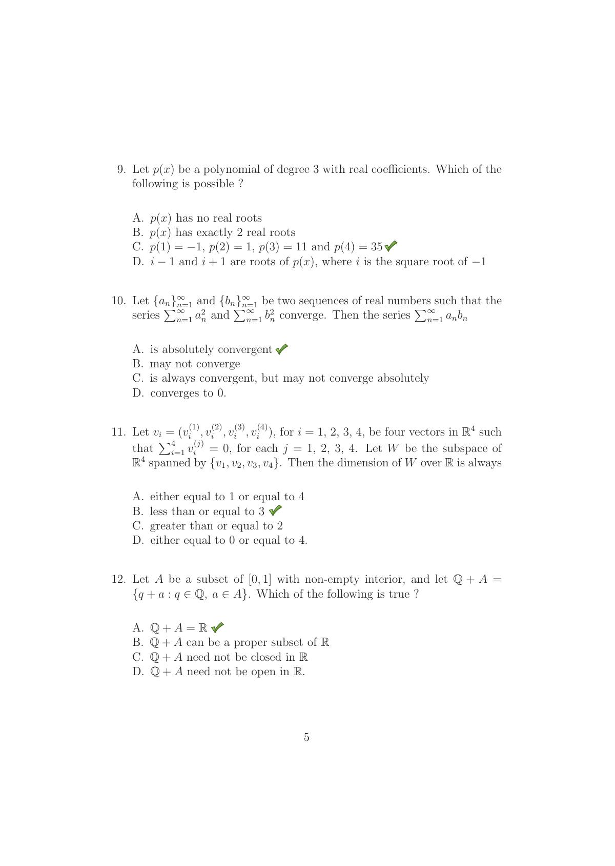 TIFR GS 2016 Mathematics Question Paper - Page 5