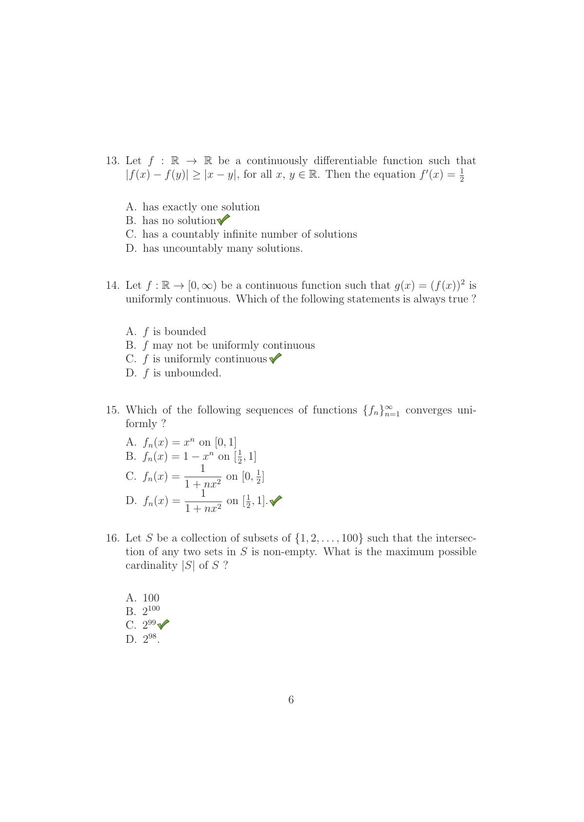 TIFR GS 2016 Mathematics Question Paper - Page 6