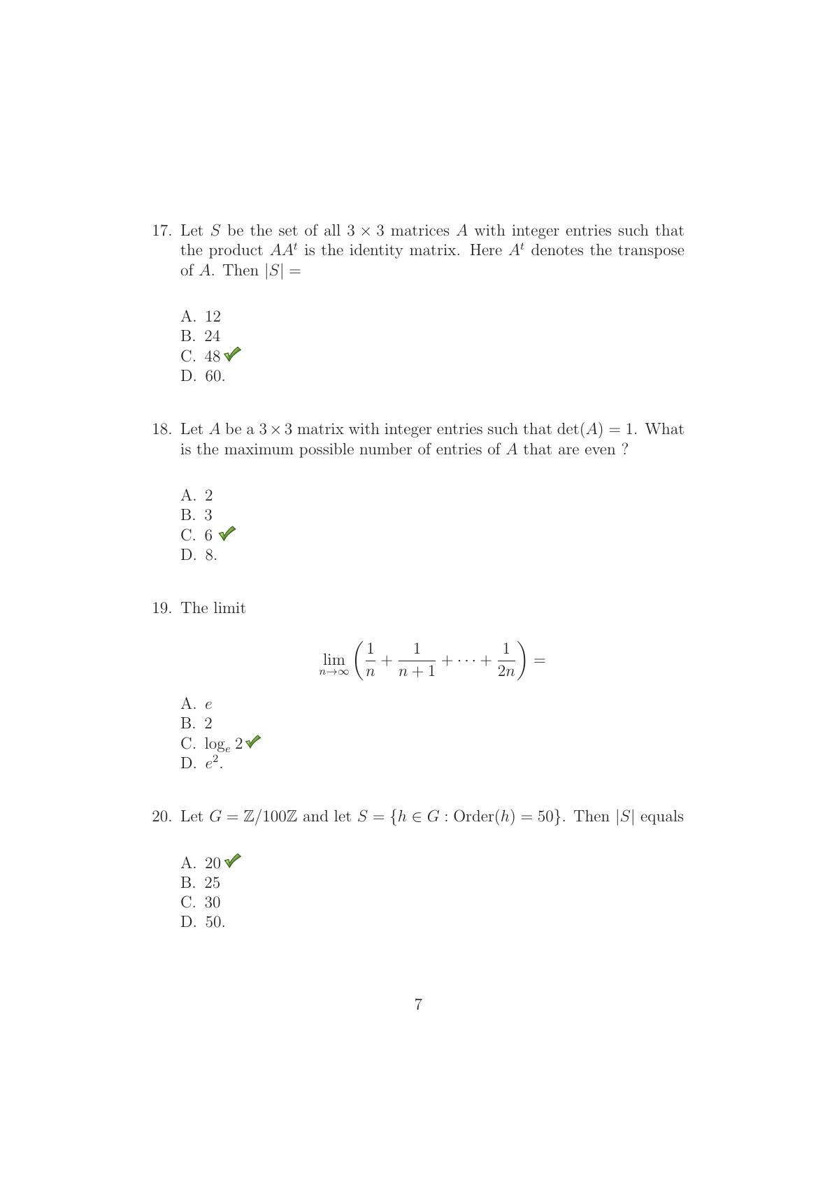 TIFR GS 2016 Mathematics Question Paper - Page 7