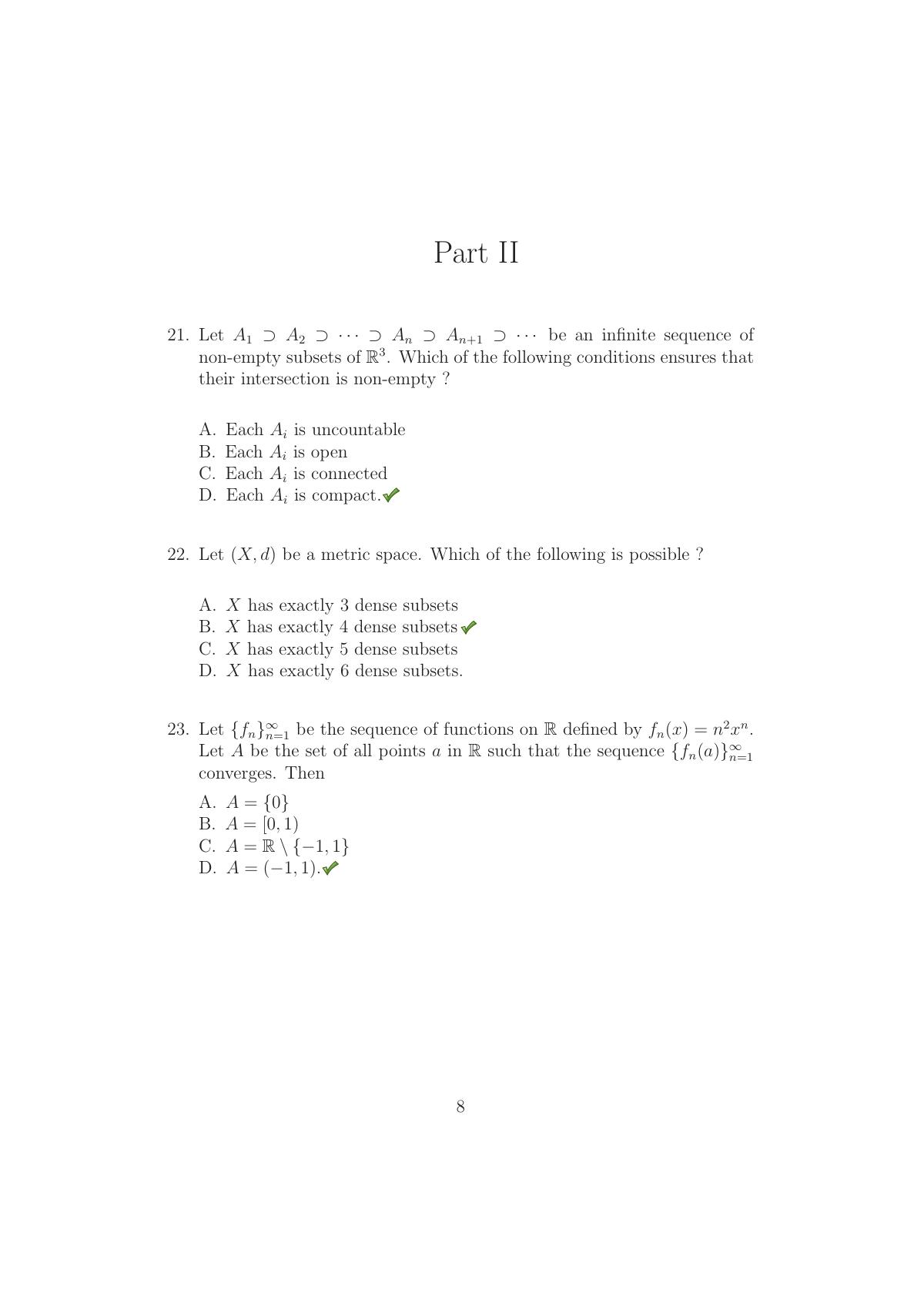 TIFR GS 2016 Mathematics Question Paper - Page 8