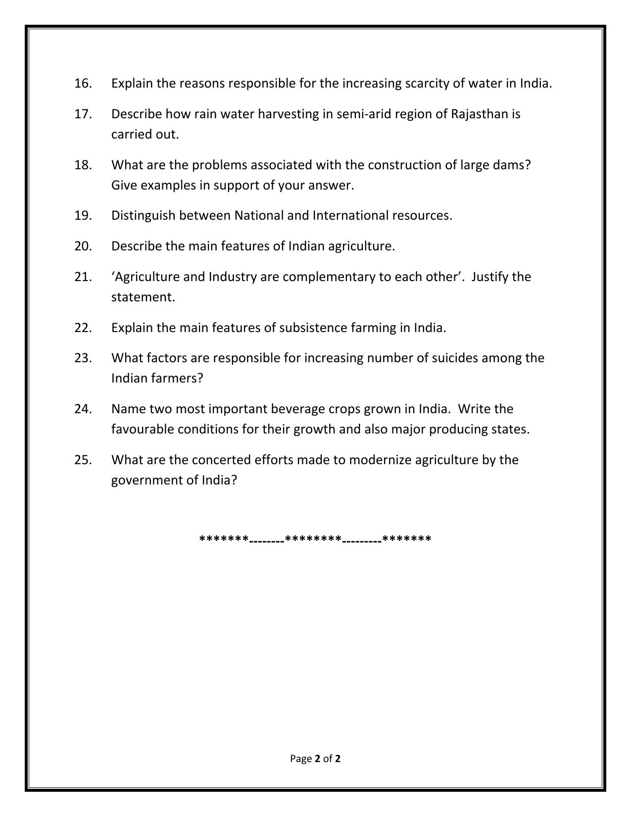 CBSE Worksheets for Class 10 Social Science Geography Assignment 6 - Page 2