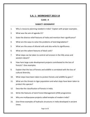 CBSE Worksheets for Class 10 Social Science Geography Assignment 6