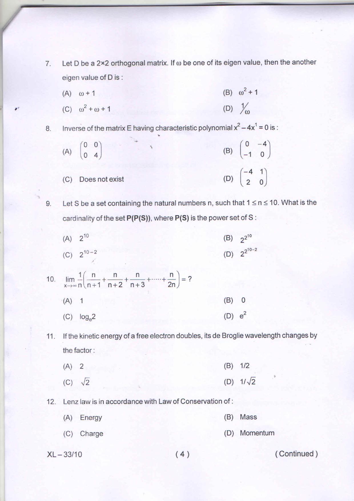 Odisha CPET ELECTRONIC SCIENCE 2020 Question Paper - Page 4