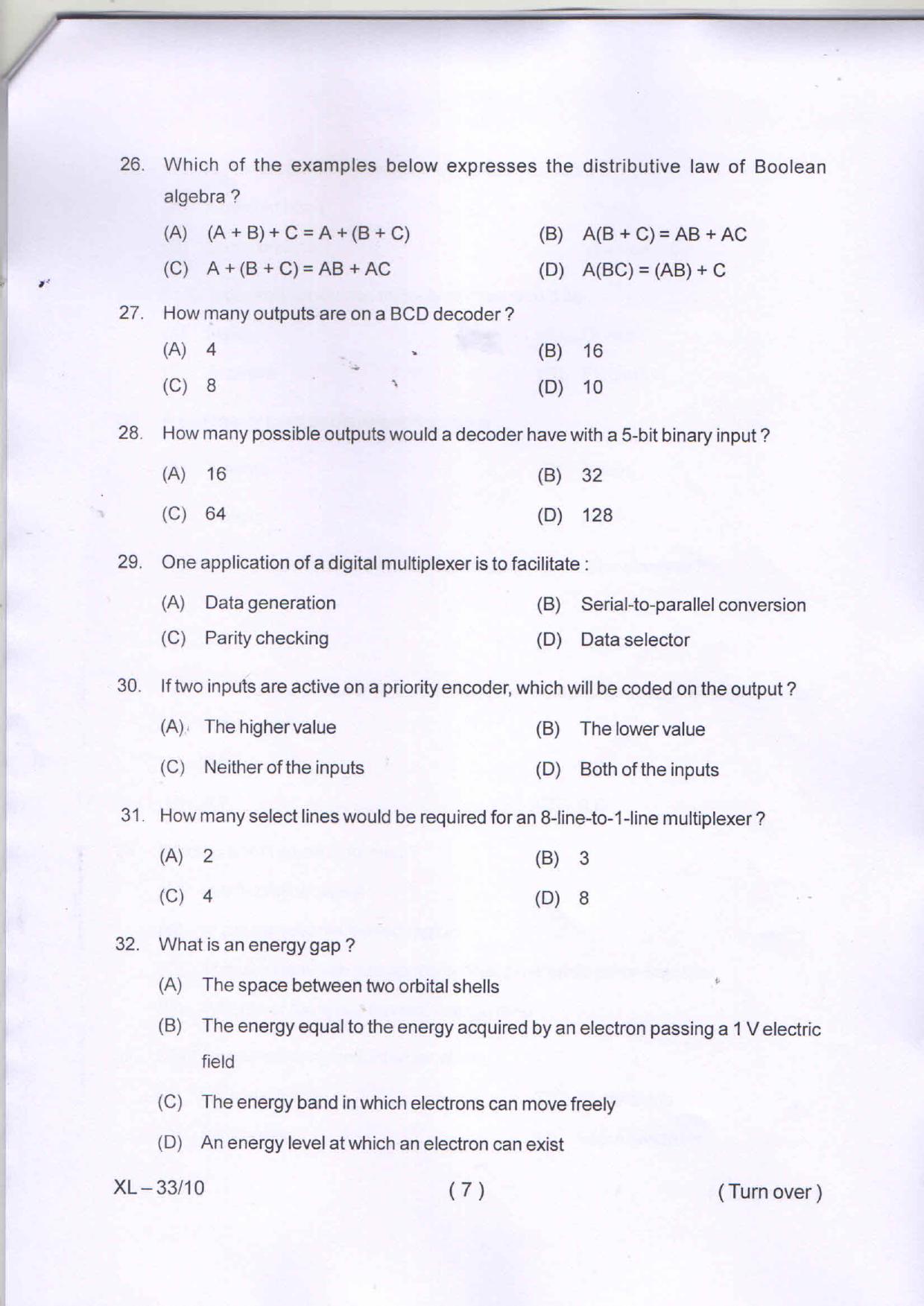 Odisha CPET ELECTRONIC SCIENCE 2020 Question Paper - Page 7