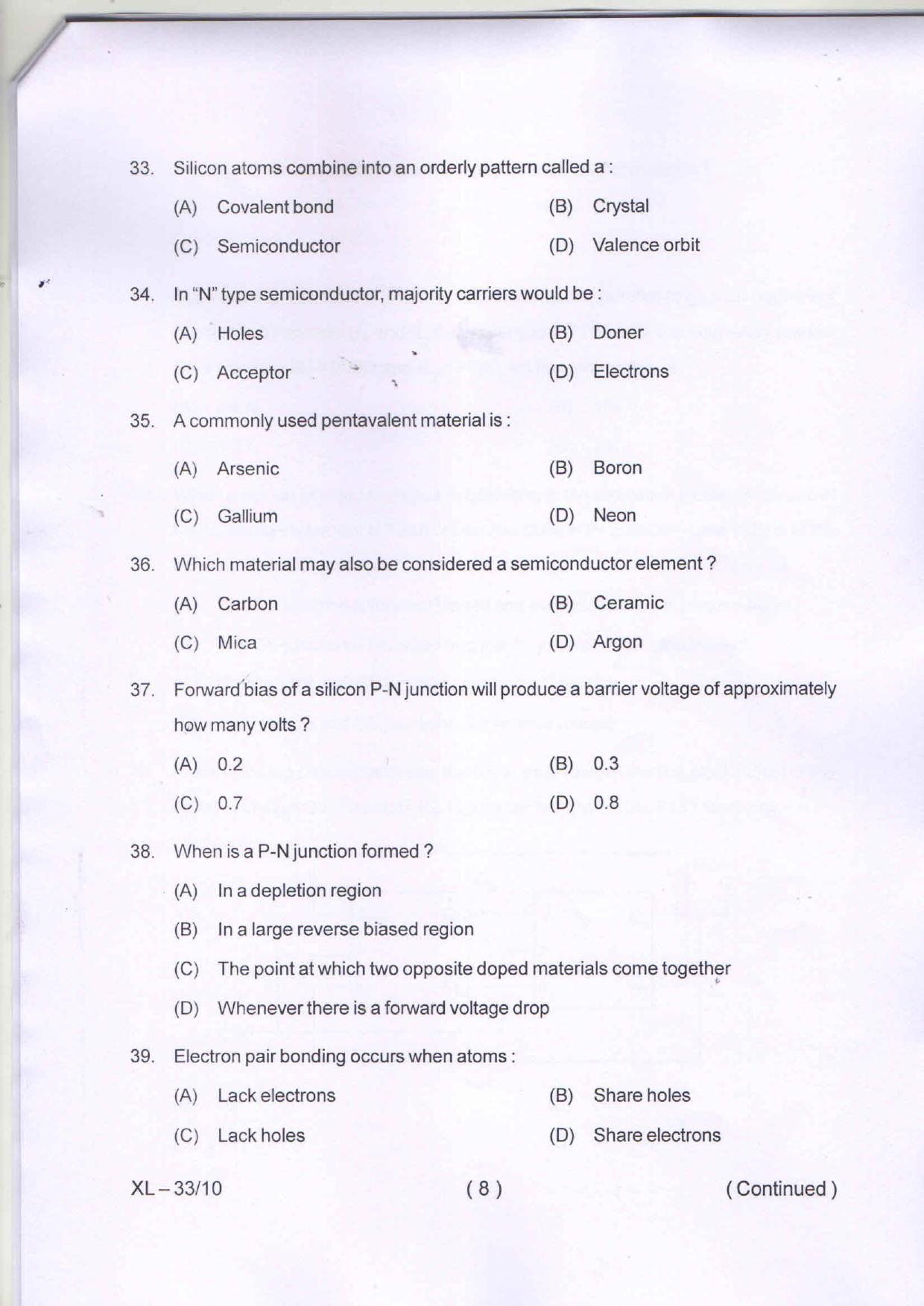 Odisha CPET ELECTRONIC SCIENCE 2020 Question Paper - Page 8