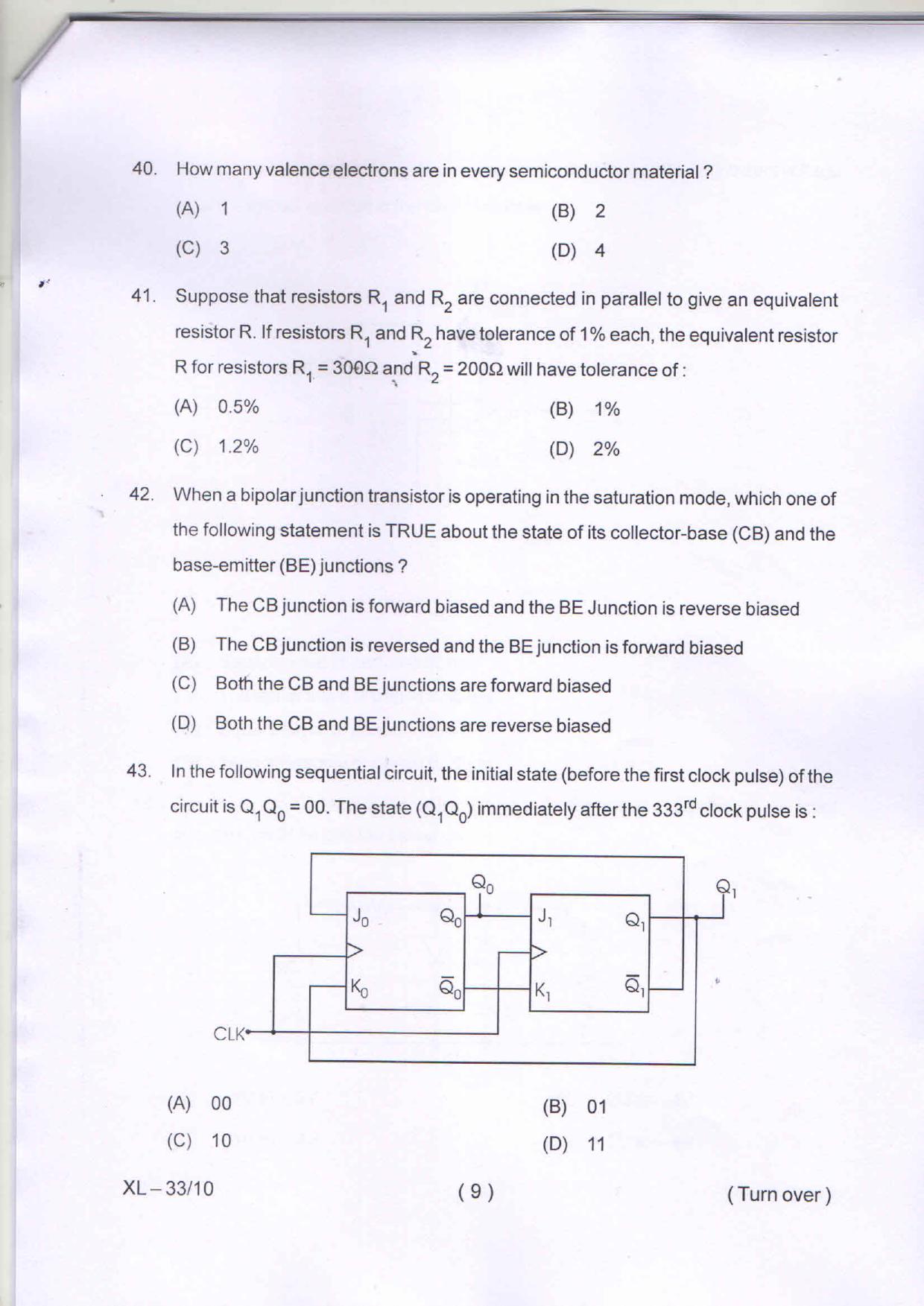 Odisha CPET ELECTRONIC SCIENCE 2020 Question Paper - Page 9