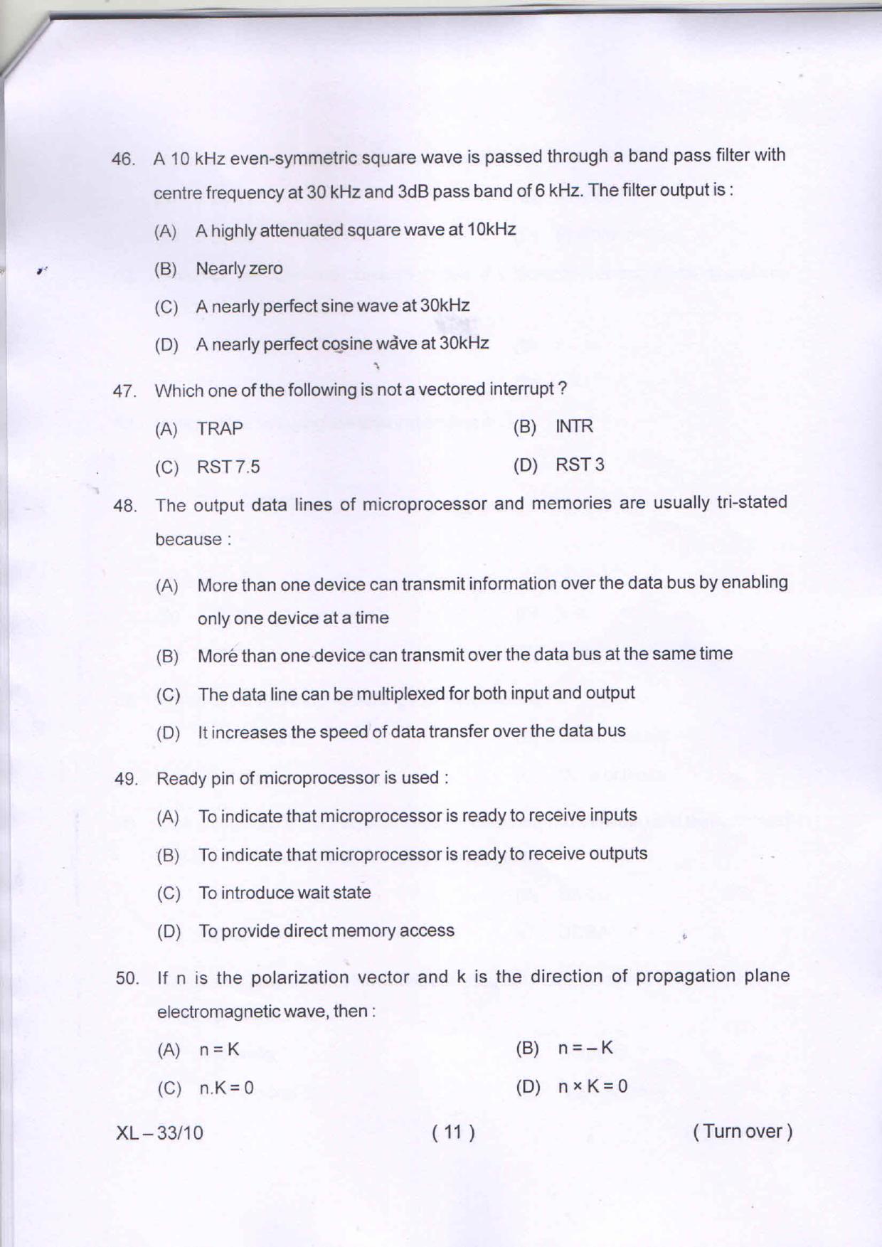 Odisha CPET ELECTRONIC SCIENCE 2020 Question Paper - Page 11