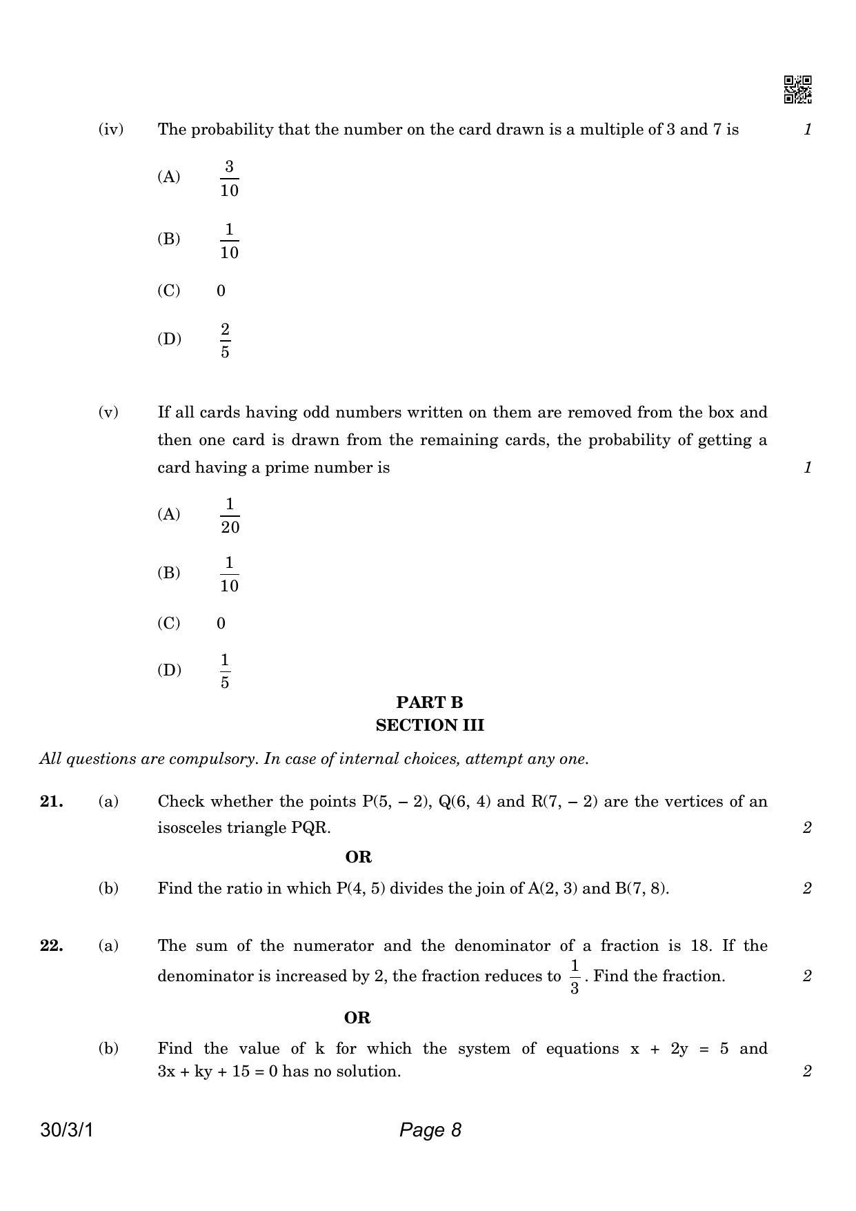 CBSE Class 10 QP_041_MATHS_STD 2021 Compartment Question Paper - Page 8