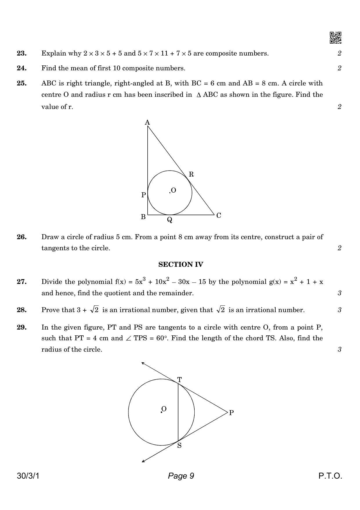CBSE Class 10 QP_041_MATHS_STD 2021 Compartment Question Paper - Page 9