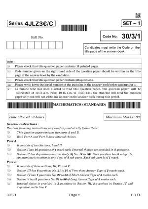 CBSE Class 10 QP_041_MATHS_STD 2021 Compartment Question Paper