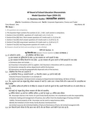HPBOSE Class 11th Business Studies Sample Question Papers 2025