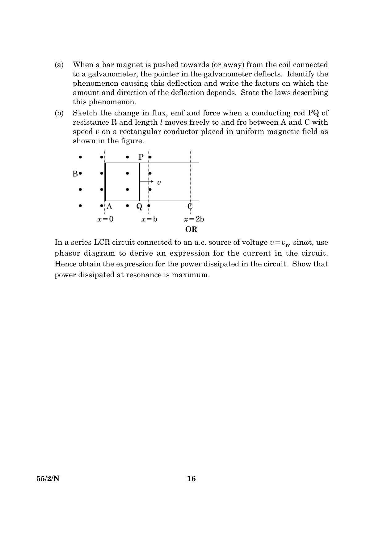 CBSE Class 12 055 Set 2 N Physics Theory 2016 Question Paper - Page 16