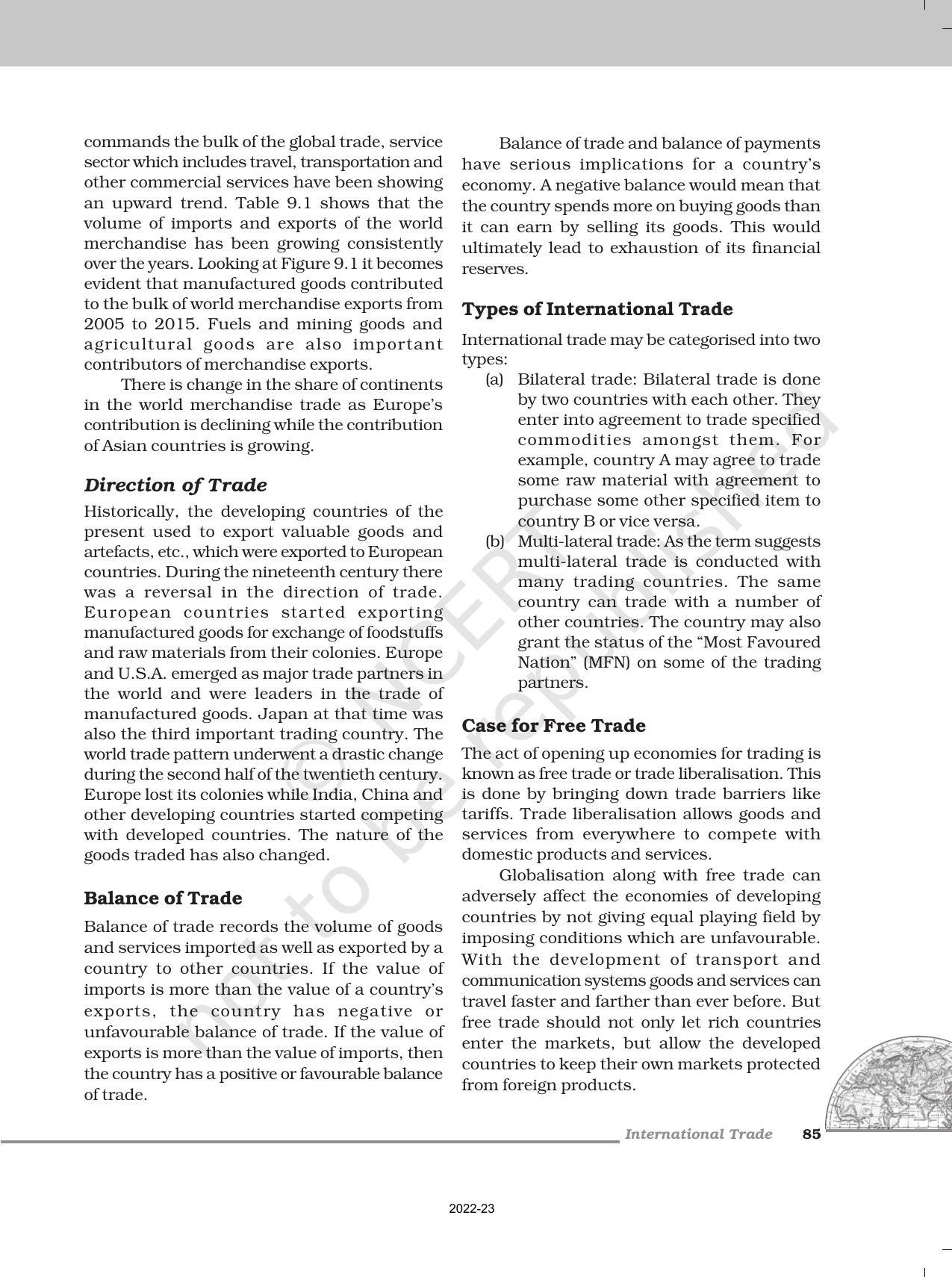 NCERT Book for Class 12 Geography (Part-1) Chapter 9 International Trade - Page 5
